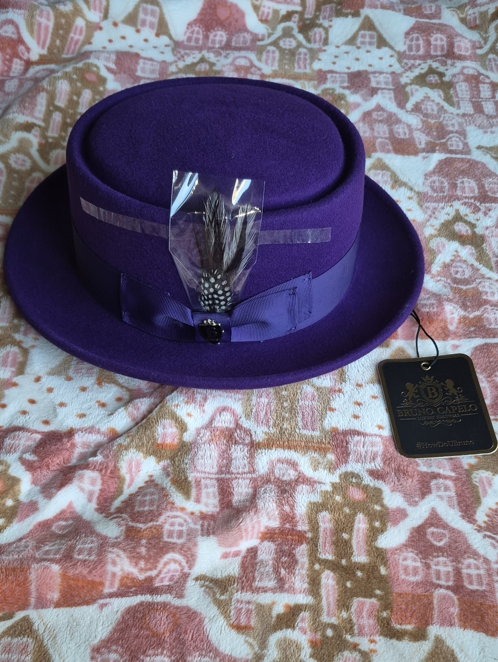 NEW Bruno Capelo Royal Purple 100% Wool Pork Pie Fedora - Size Small - Picture 8 of 8
